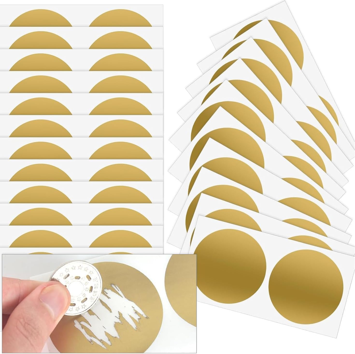 50 Sheets Scratch Off Stickers Classic Gold Color Sitckers 2 inches ...