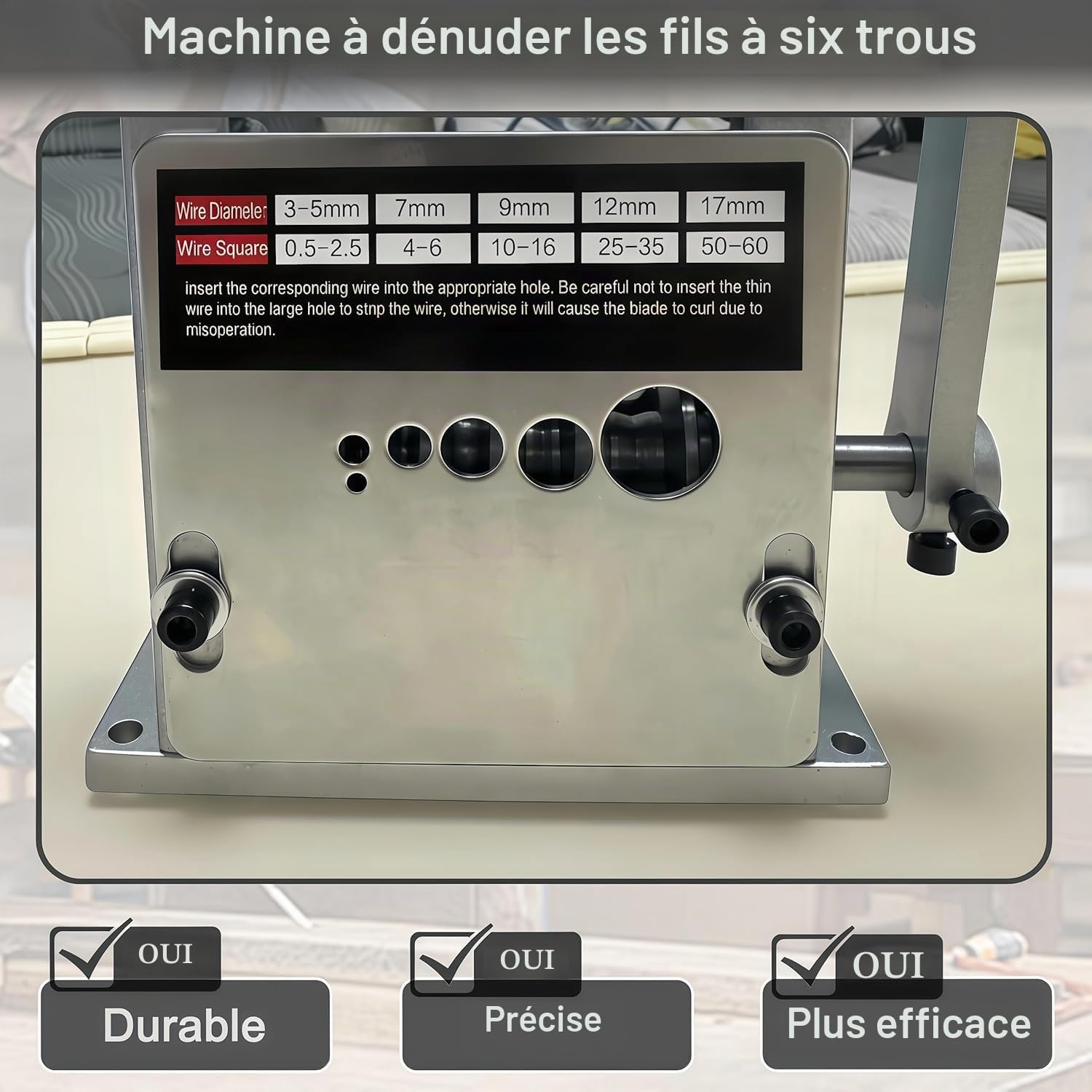 Denudeur Cable Electrique, Machine a Denuder le Cuivre de 3-17mm, Pince a Denuder avec 6 Canaux et 5 Lames, Denudeuse de Cable Electrique, Denudeur de Cable pour le Recyclage des Fils