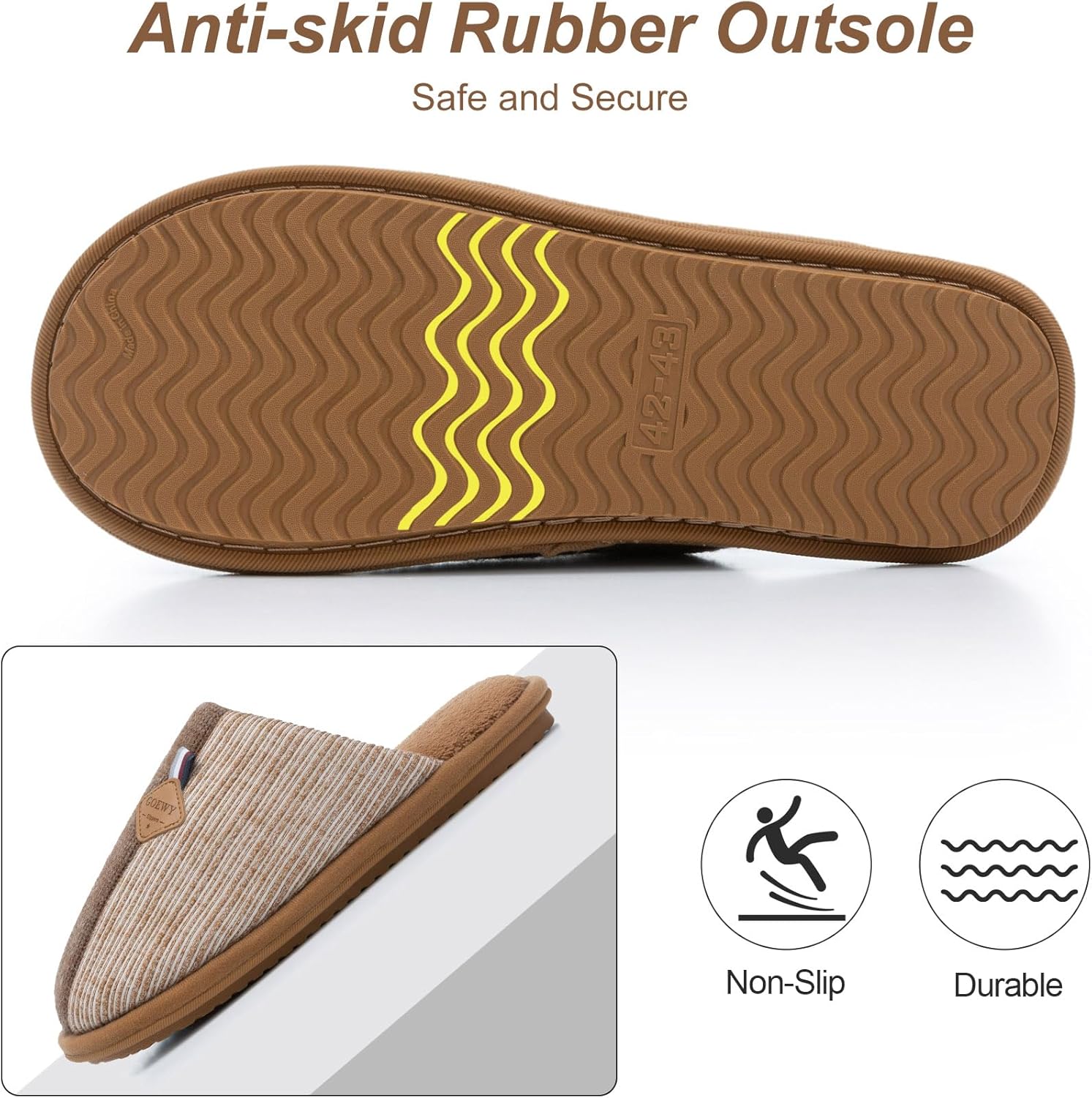 Mens Scuff Slippers,Memory Foam Cozy Warm House Slippers Non-Slip Indoor Outdoor Shoes Gifts for Men Him Dad - Image 4