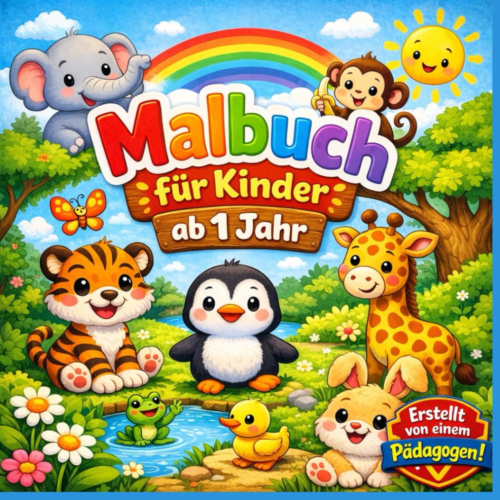 Malbuch ab 1 Jahr: Mein erstes Malbuch für Kleinkinder: Große, einfache Motive zum Ausmalen – ideal ab 12 Monaten | perfektes Geschenk zum 1. Geburtstag