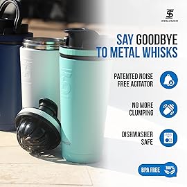 Ice Shaker Insulated Stainless Steel Shaker Bottle | 26oz, Mint | Cold for 30+ Hours | Insulated Cup with Twist-on Agitator | Odor-Free Bottle for Protein Shakes, Water, Smoothies, Cocktails