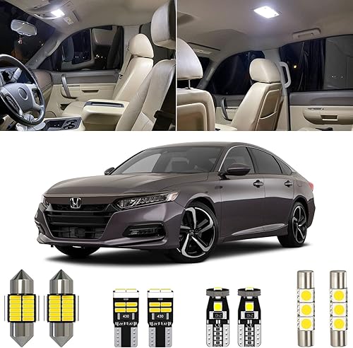 Paquete de 6 piezas de 6000 K de luz LED blanca Accord para Honda Accord 2018 2019 2020 2021 2022, con diagrama de colocación y herramienta de