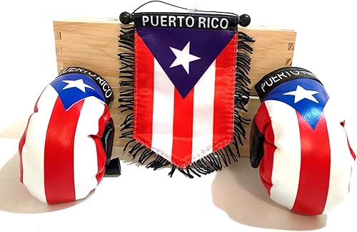 Miniatura 2 de Banderas de guantes de boxeo de Puerto Rico para coches, accesorios adhesivos para casas de relaciones públicas puertorriqueñas, mini pancartas
