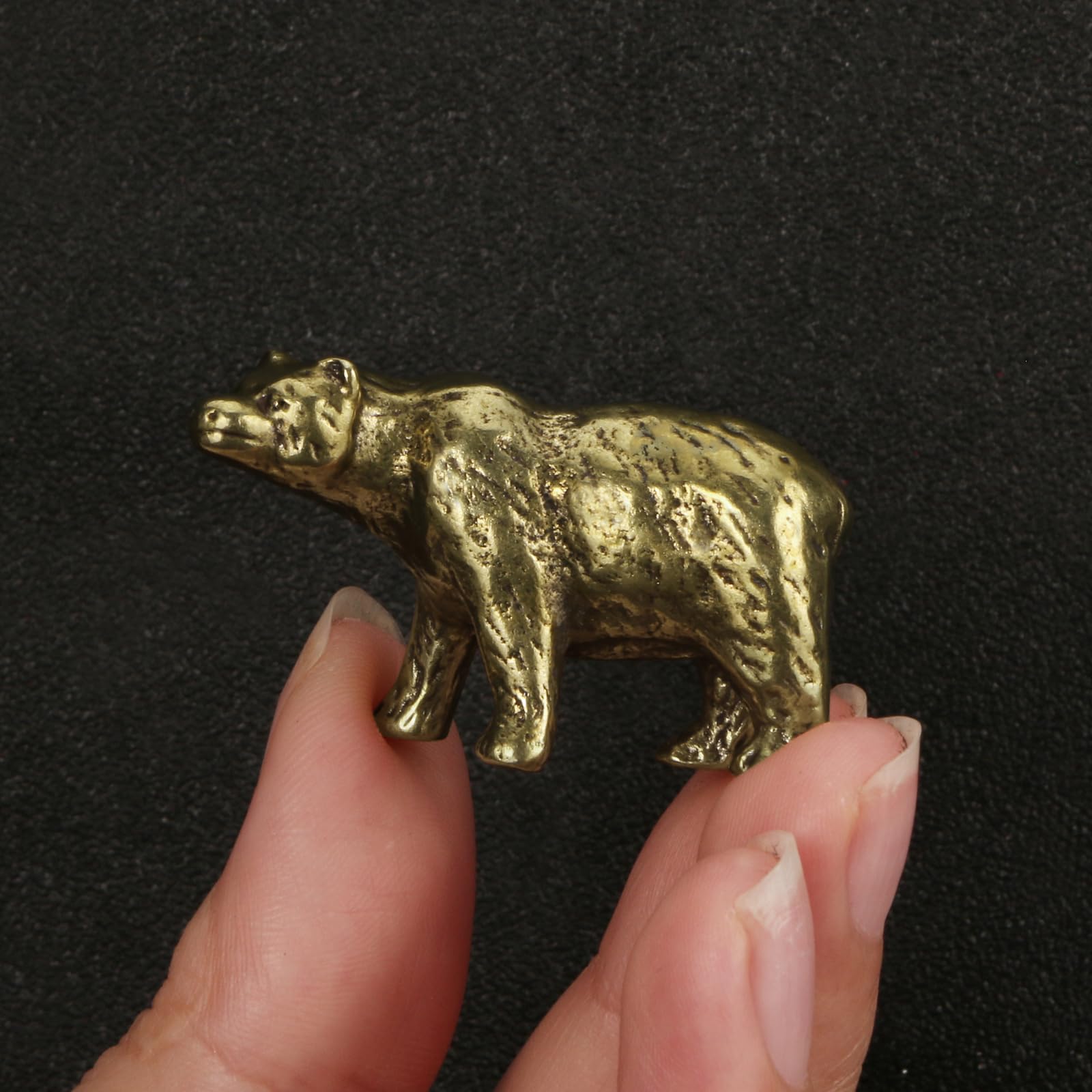 YANGPZFC Small Copper Antique Bronze Bear Ornament Brass Statue For Desk Decor, Handcrafted Vintage Sculpture