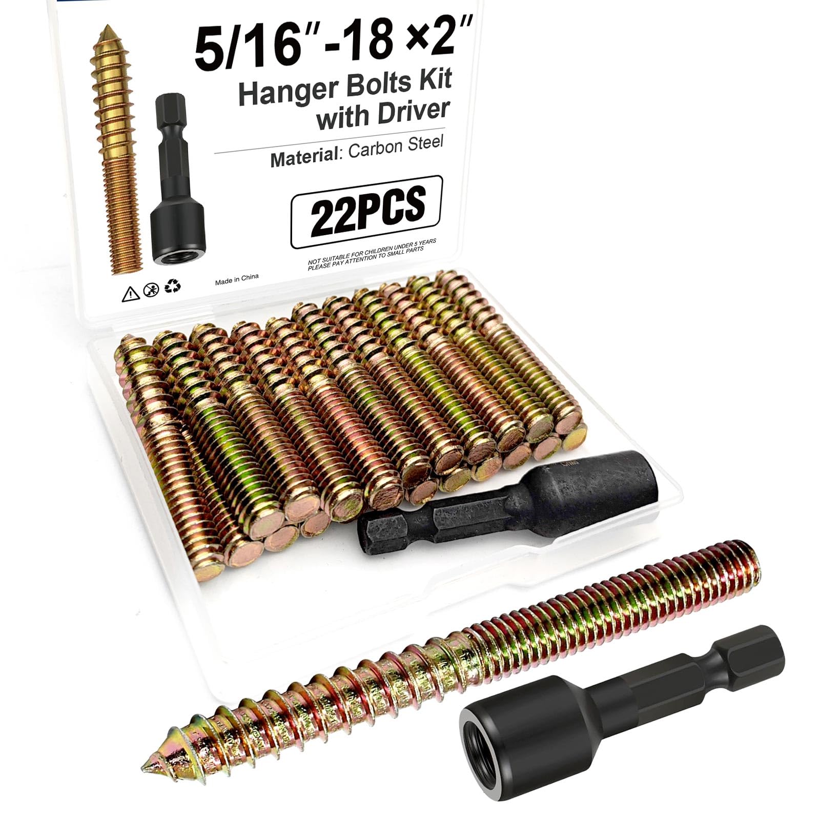Hanger Bolts - 12 Pack 3/8-16 x 3 Carbon Steel -9