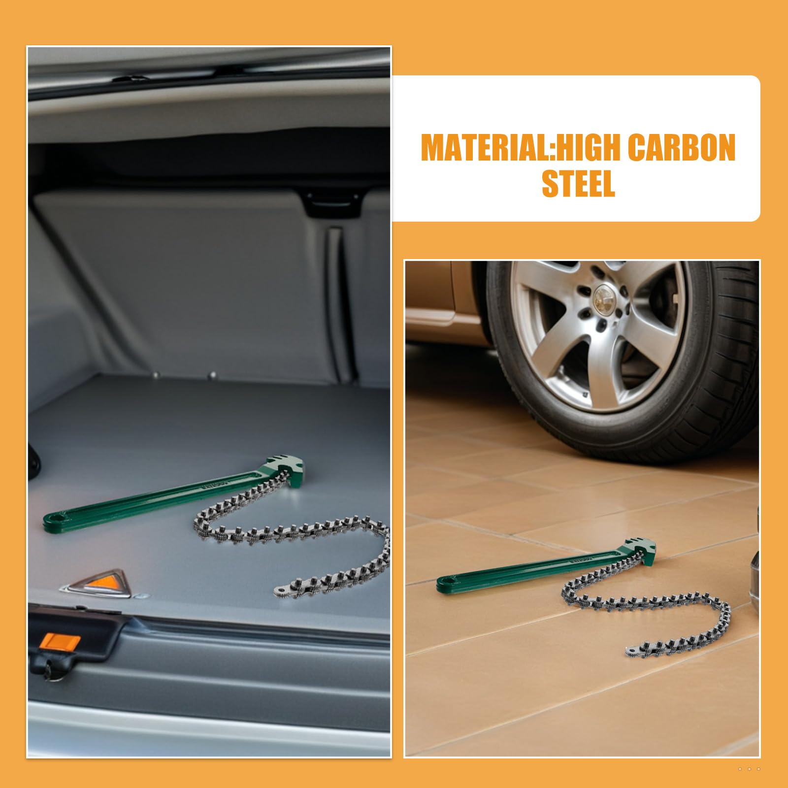 GLEAVI Chiave a cricchetto a catena da 2 pezzi: chiave a nastro versatile per filtro olio a catena per applicazioni di rimozione del nucleo del filtro automobilistico e riparazione di tubi