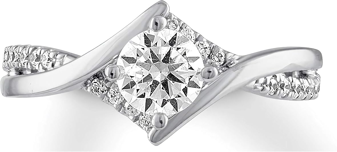 Blocaci 1 Carat Center Round Moissanite Engagement Rings for Women 10k 14k 18k White Gold