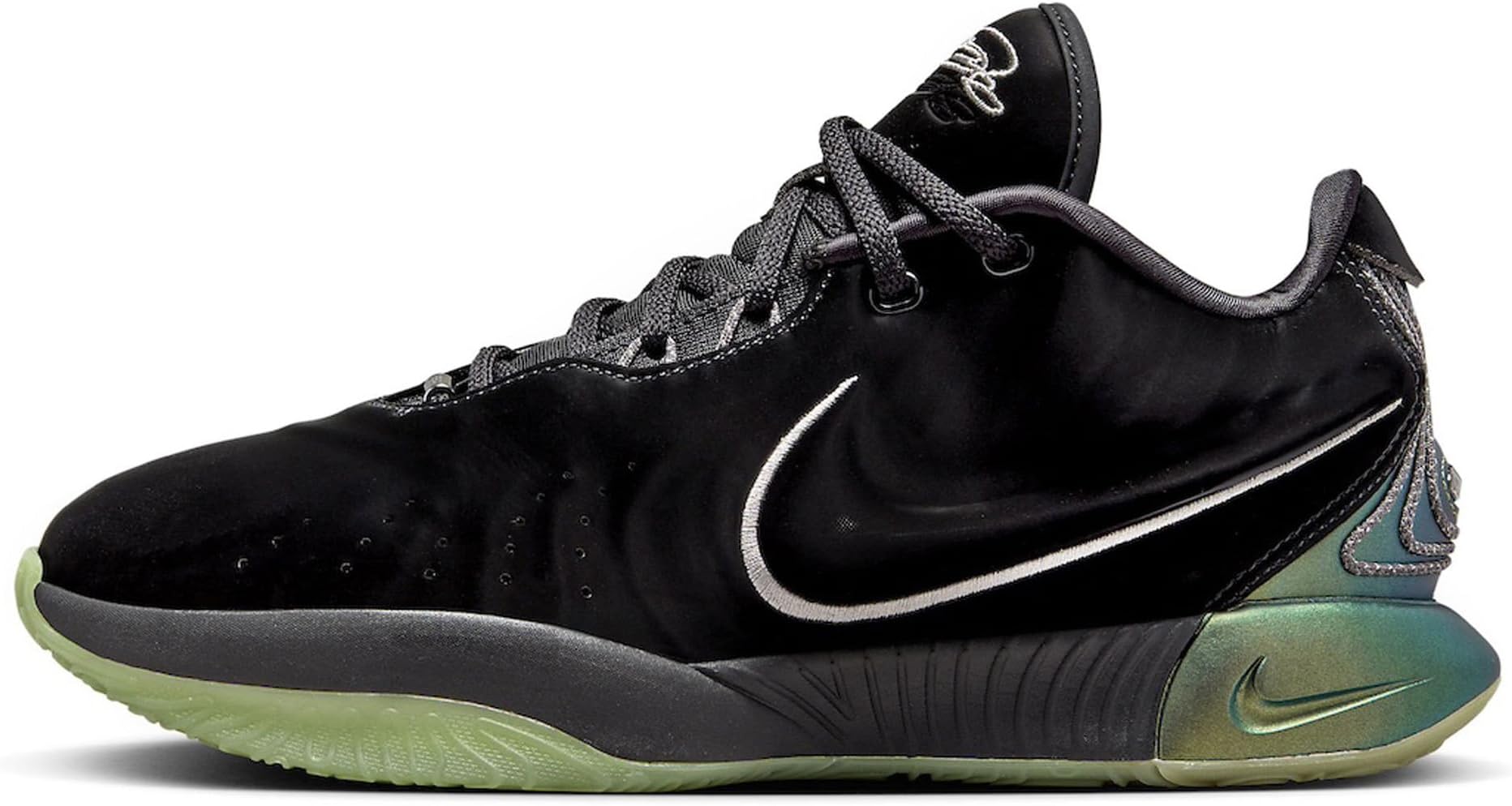 Lebron XXI Tahitian Basketball Shoes (FB2238-001, Black/Iron Grey/Oil Green/Metallic Pewter) Size 3.5