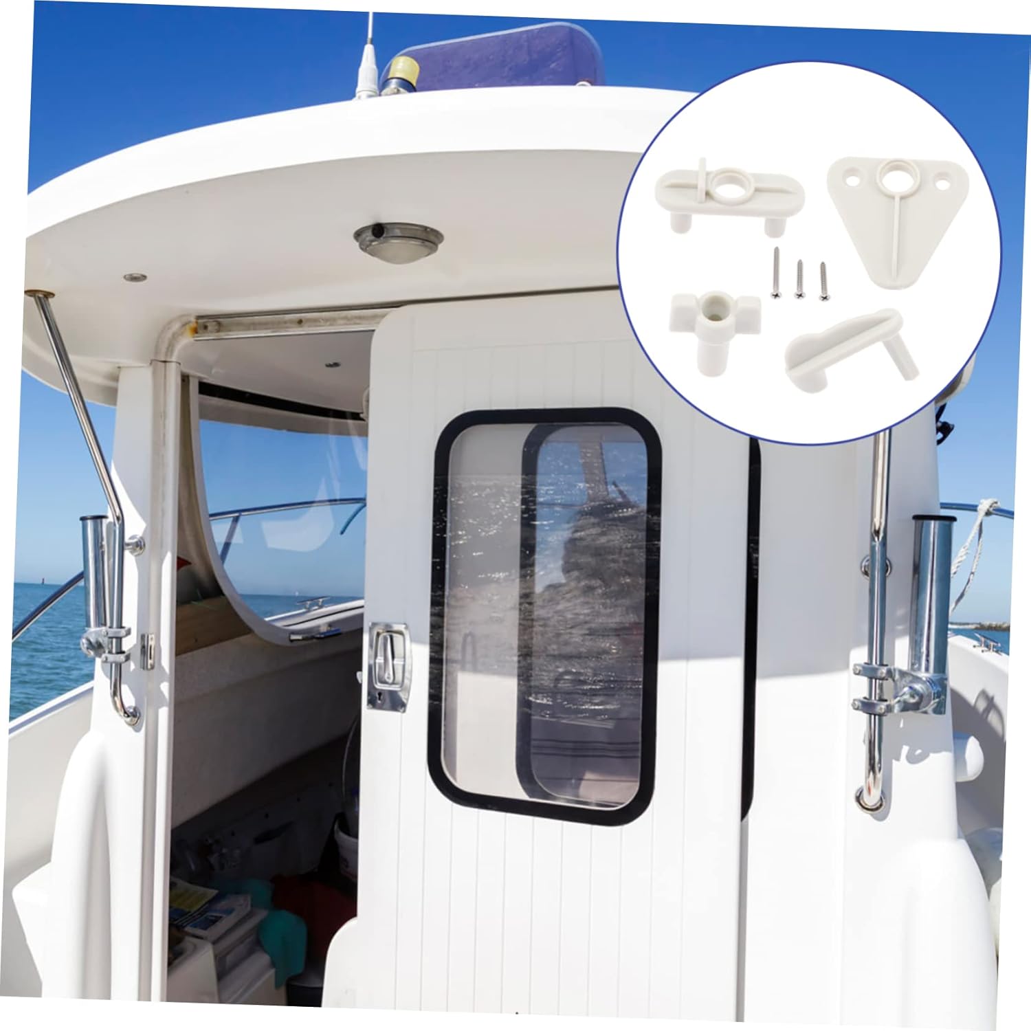DOITOOL 5sets Replacement Gate Latch Yacht Door Buckle for Rvs Boats Ships Locking Mechanism Easy to Install White