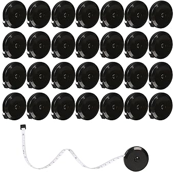 Retractable Tape Measure for Sewing 30 Pack Soft Fabric Measuring Tape for Body Measurements Double Scales Rulers for Tailor Cloth Knitting Craft Weight Loss Measurements （Black