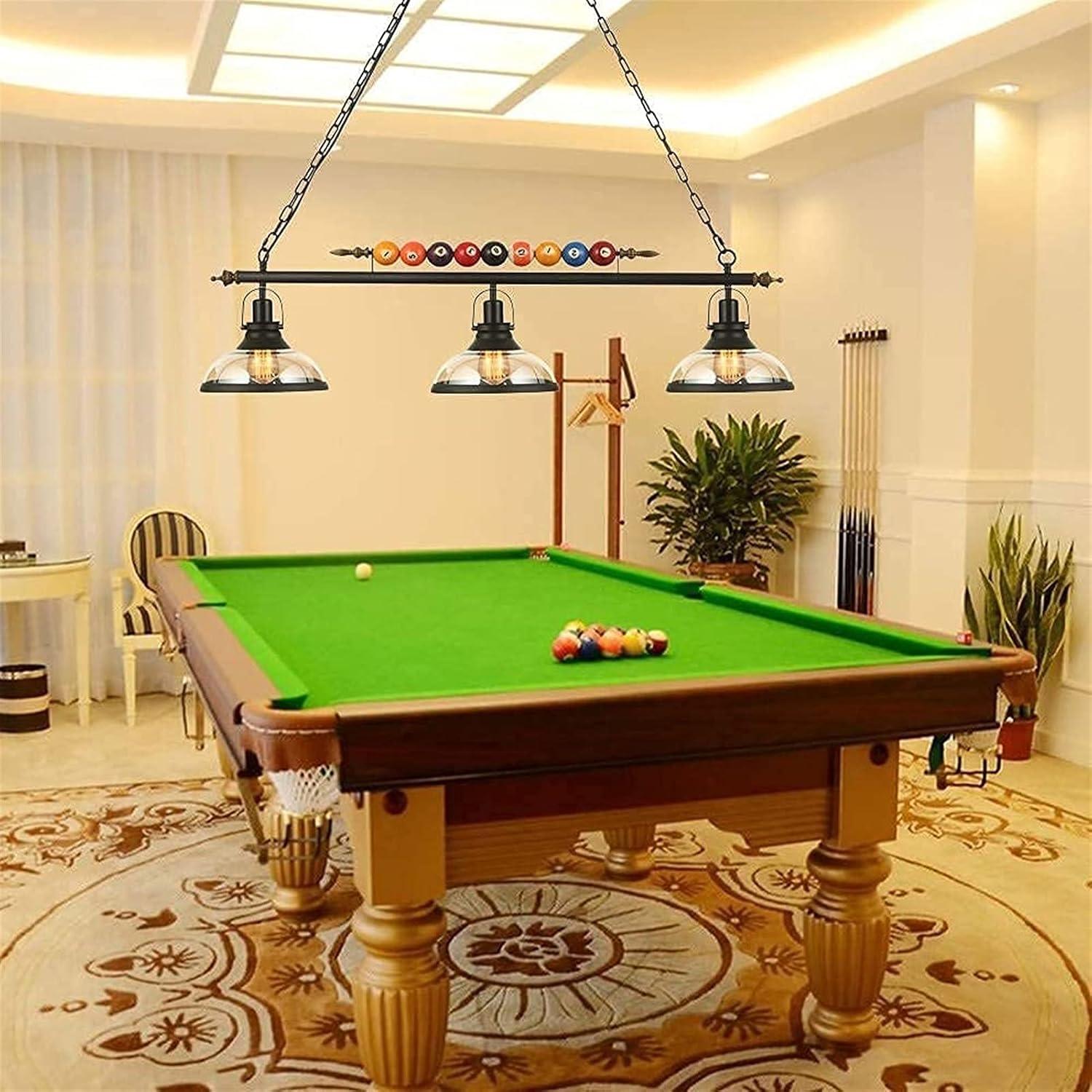 Chandeliers Rustic Hanging Pool Table Ceiling Lighting Fixtures Billiard Room Pool Table Lights Farmhouse Kitchen Game Room Lighting (Color : A Style)