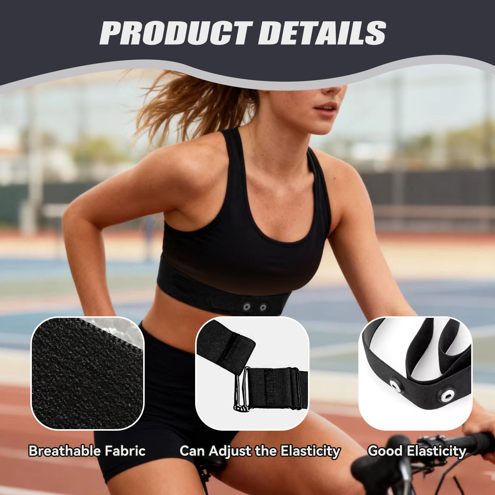 Monitor de frecuencia cardíaca Deportivo elástico, Correa Pectoral elástica Ajustable de Repuesto, Compatible con Garmin, Wahoo, Polar H10, H9, Coospo, Magene, Bryton y Livlov.