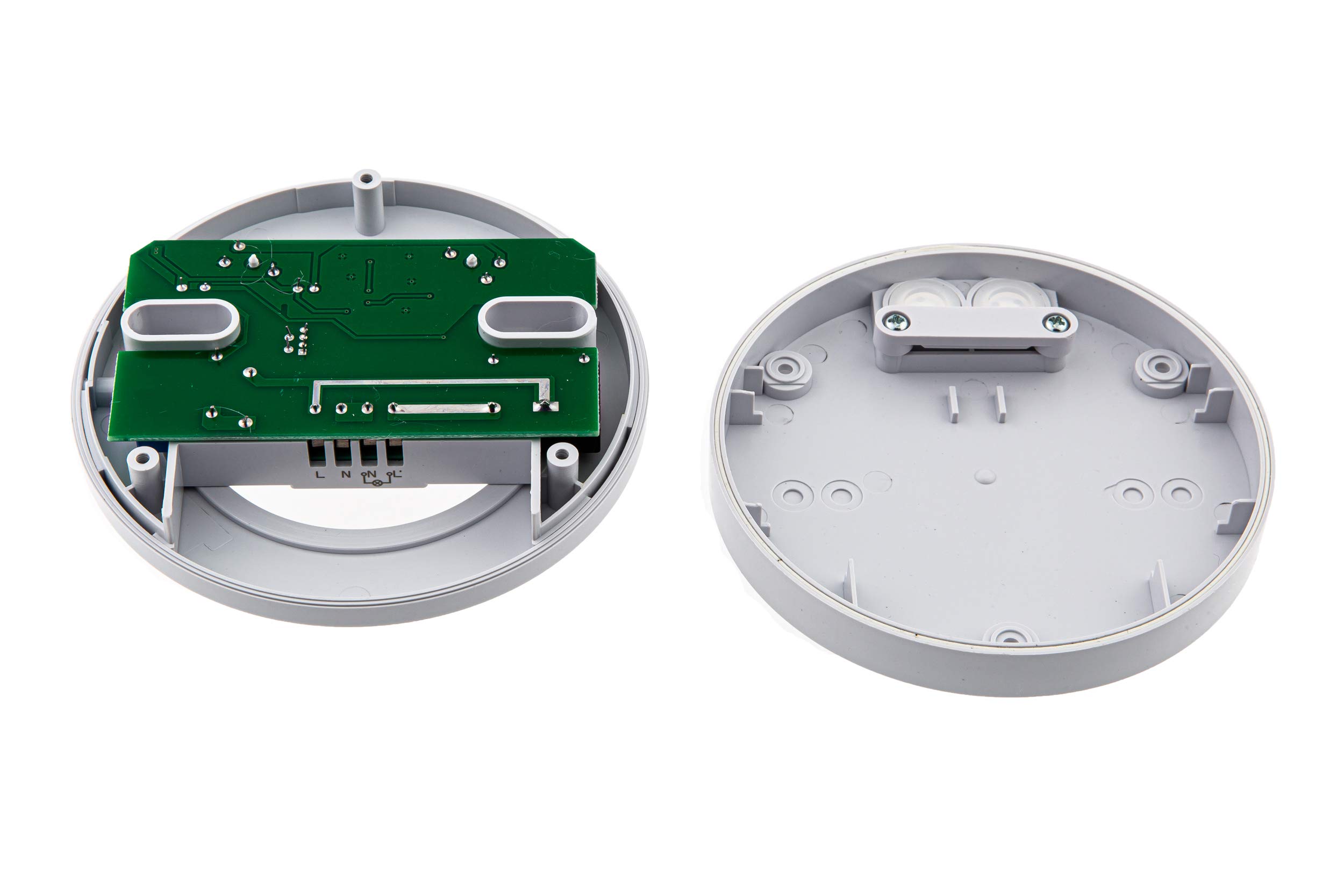 Huber Motion 34 Detector de Presencia 360° para Interior/Exterior, Detector de Movimiento para Montaje en Techo con 3 sensores y Lentes matriciales, IP65 I 230V, Apto para LED, tecnología de 3 Hilos
