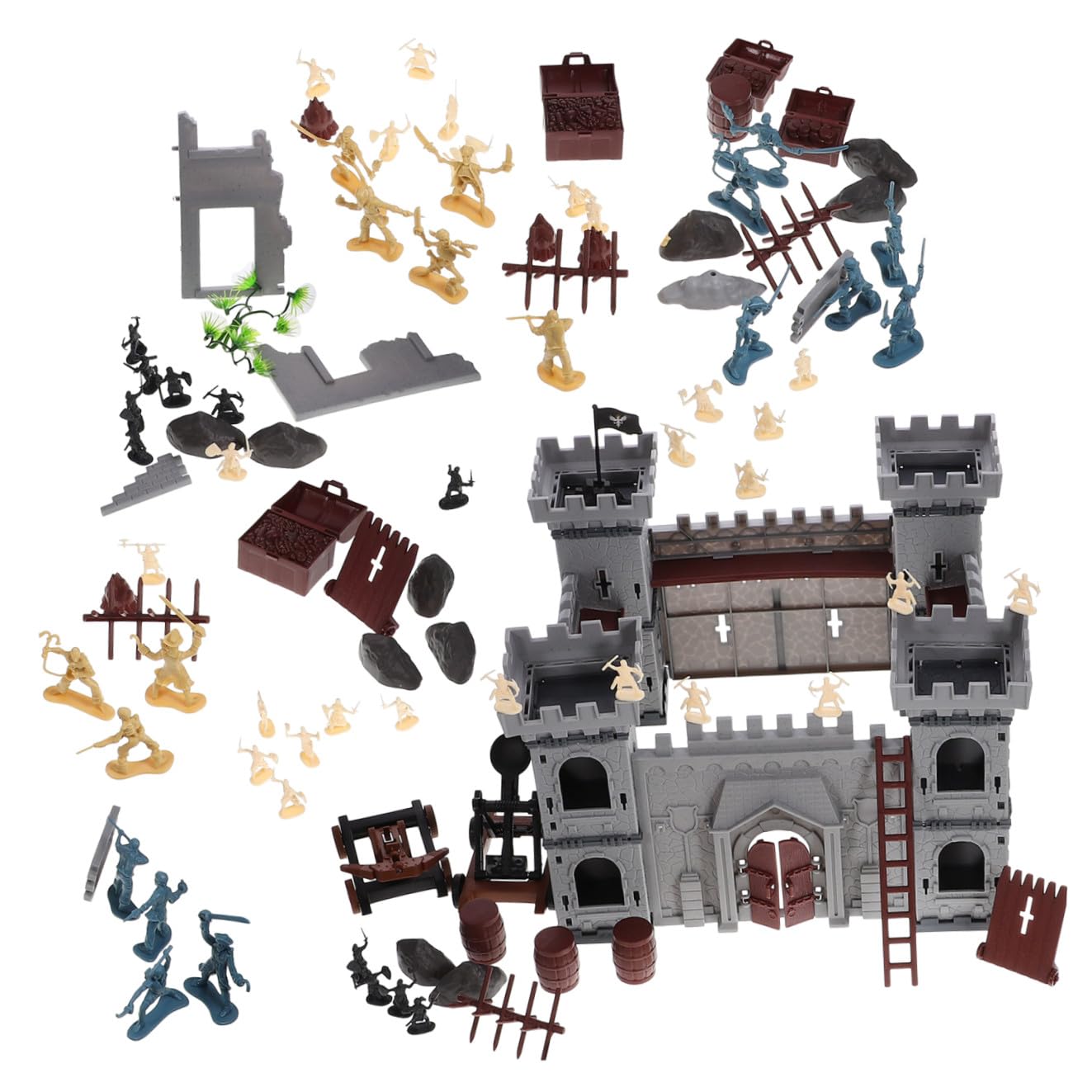 FRCOLOR Set di Costruzione Castello Pirata, Plastico per Ragazzo Ragazza | Borsa Inclusa, Tema Pirata, Uso Decorativo e Didattico, Adatto a Feste di Compleanno e Natale