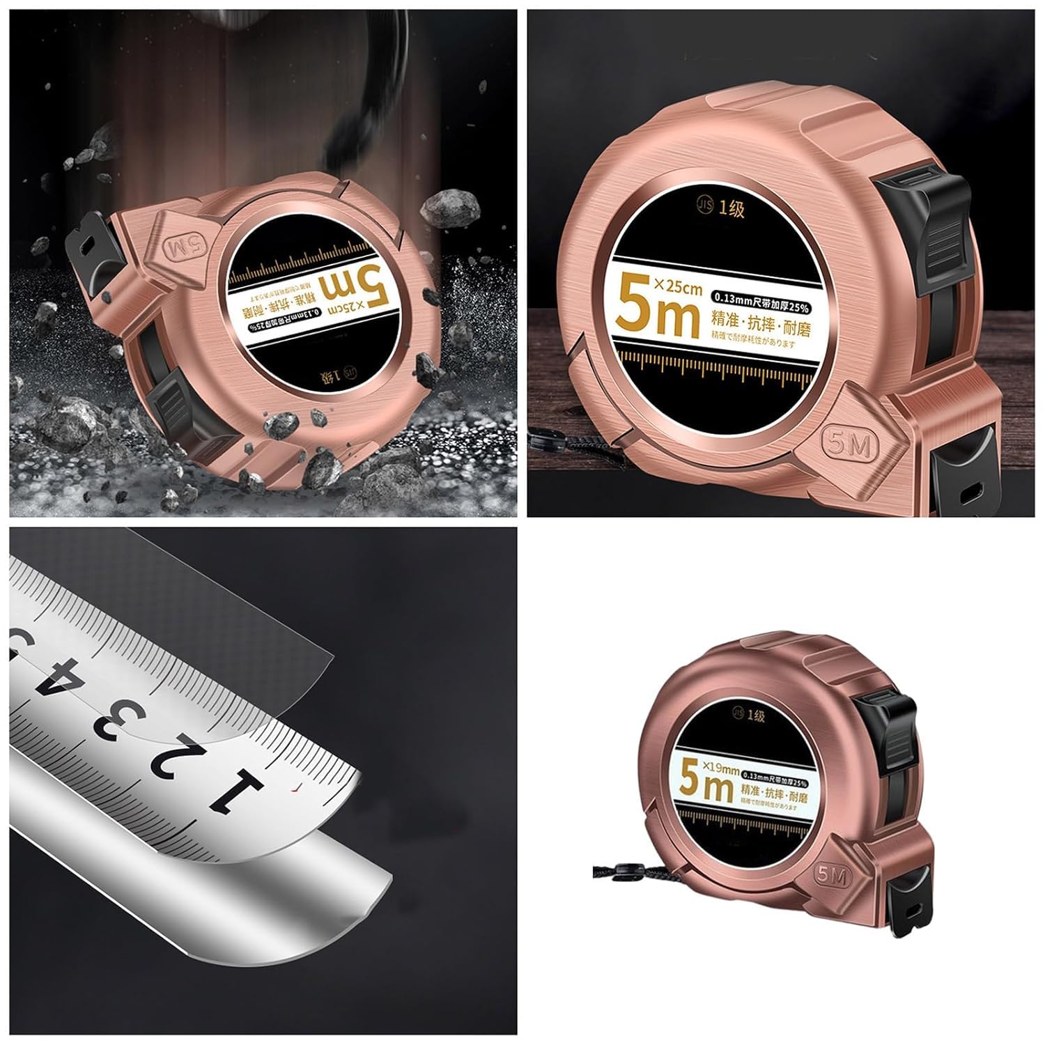 Cinta métrica compacta, Cinta métrica de 3/5/7, 5/10m, Cinta métrica de Nailon Resistente al Agua de Acero, Cinta métrica con Mecanismo de Bloqueo automático