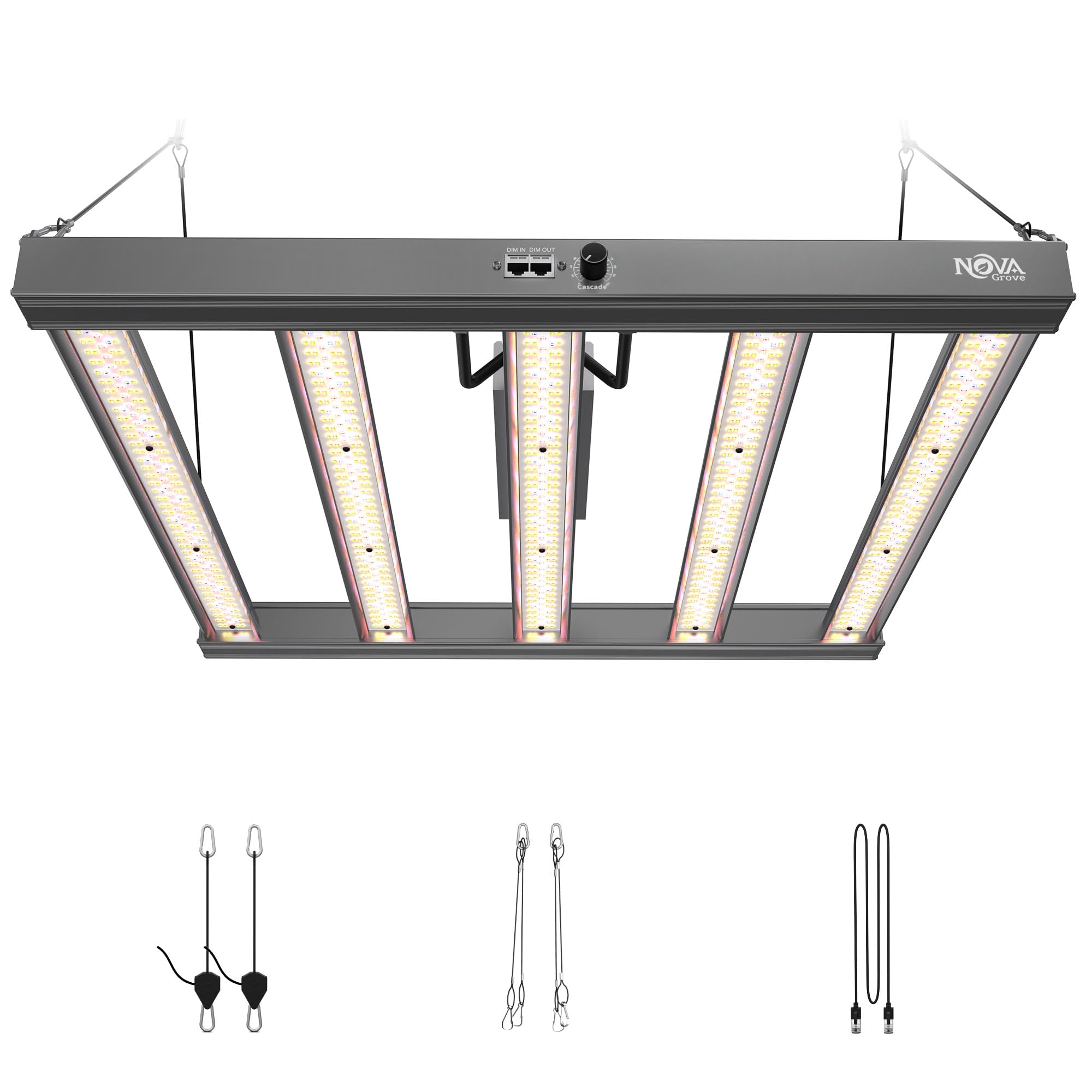 NovaGrove Lampe pour Plantes LED à Spectre Complet IR, 320W Lampe de Culture pour Growbox 90x90cm, Grow Light avec Dimmable & Daisy Chain, PR32(320W)