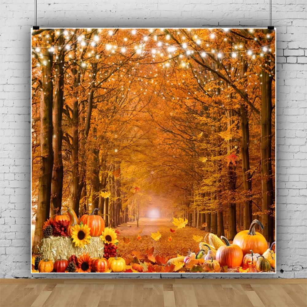 Amazon.com : Pnylzzyxh Autumn Forest Backdrop Fall Leaves Pumpkin