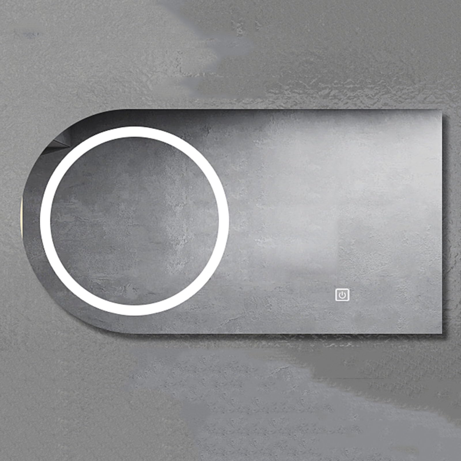 40 x 70 cm nieregularne lustro łazienkowe LED, podświetlane lustro z inteligentnym przełącznikiem dotykowym, naścienne lustro dekoracyjne z 3 kolorowymi światłami, trójkolorowa regulacja temperatury