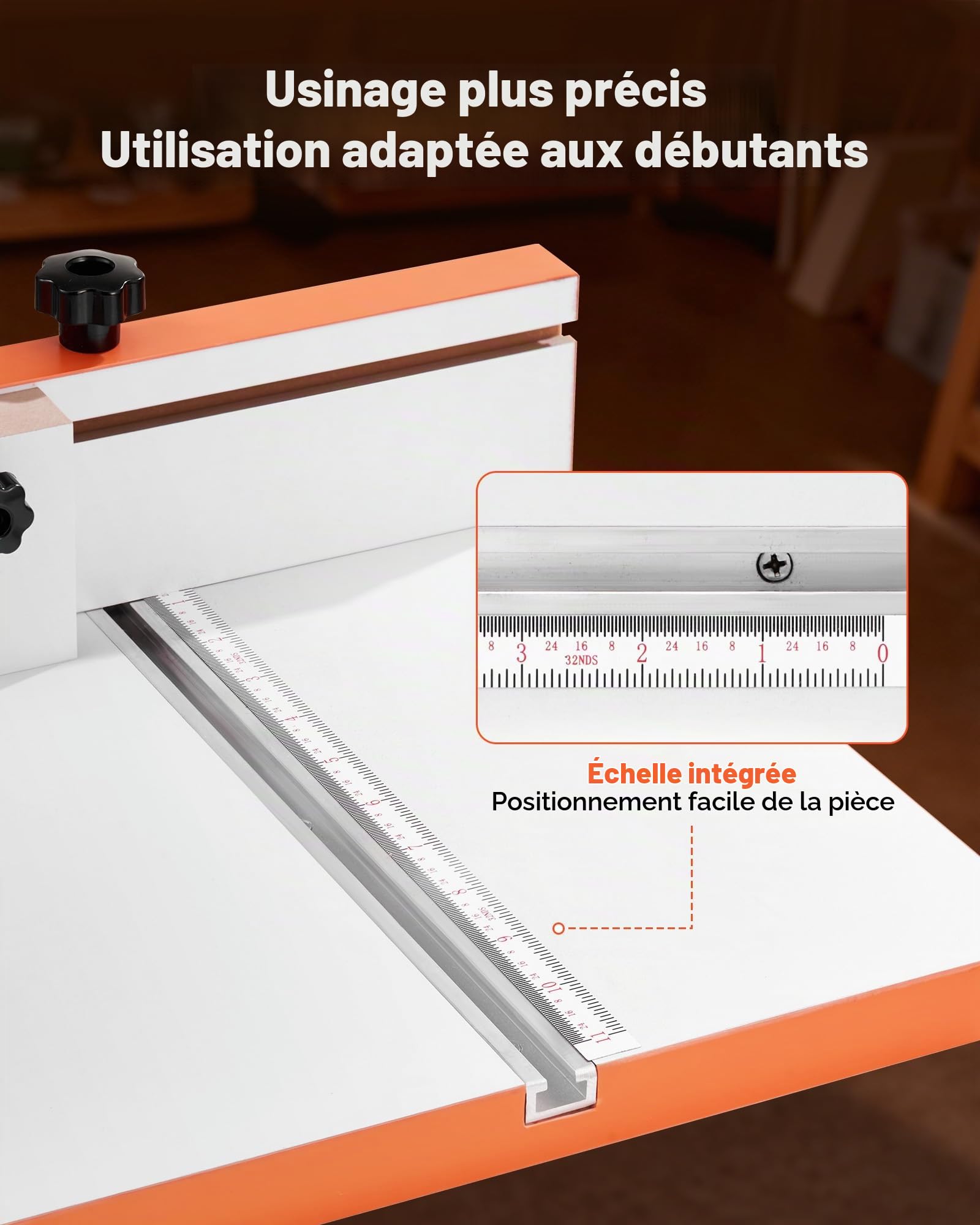 VEVOR Table pour Perceuse à Colonne 600x298 mm Table de Perçage pour Perceuses à Colonne, avec Butée et Guide Réglables, Rainures T Compatibles avec Divers Étaux Pinces, Plateau MDF, Échelle Intégrée