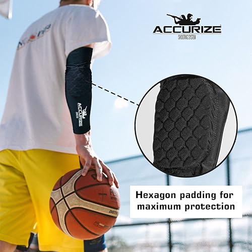 Miniatura 2 de Accurize 2 piezas de manga de tiro manga acolchada para deportes coderas para tiro fútbol voleibol béisbol negro