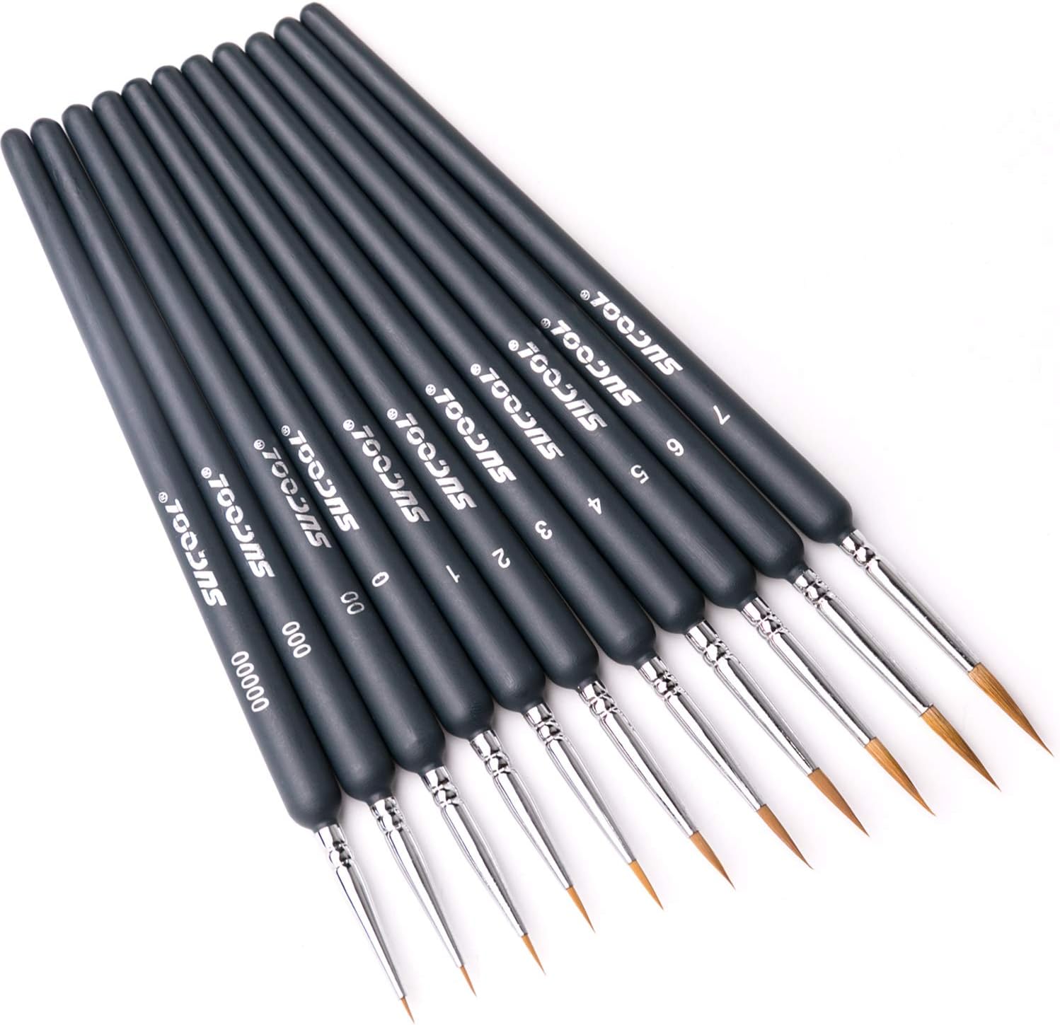Professional Detail Paint Brush Set of 11 pcs, Miniature Brushes for Detailing & Art Painting - Acrylic, Watercolor, Oil - Models, Airplane Kits, Nail Painting