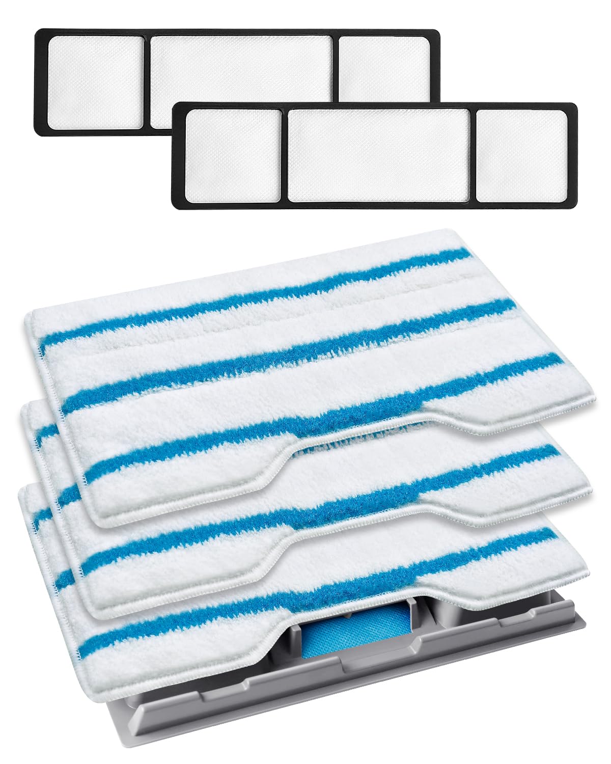 ZaKaBox 3 Refills for Shark VacMop Pads, Reusable Refills for Shark Vacmop Replacement Pads, 3 Vac Mop pads with 1 Upgraded Dirt Chamber + 2 Filters, Compatible with VM200UK, VM200UKPL, and VM200UKGN