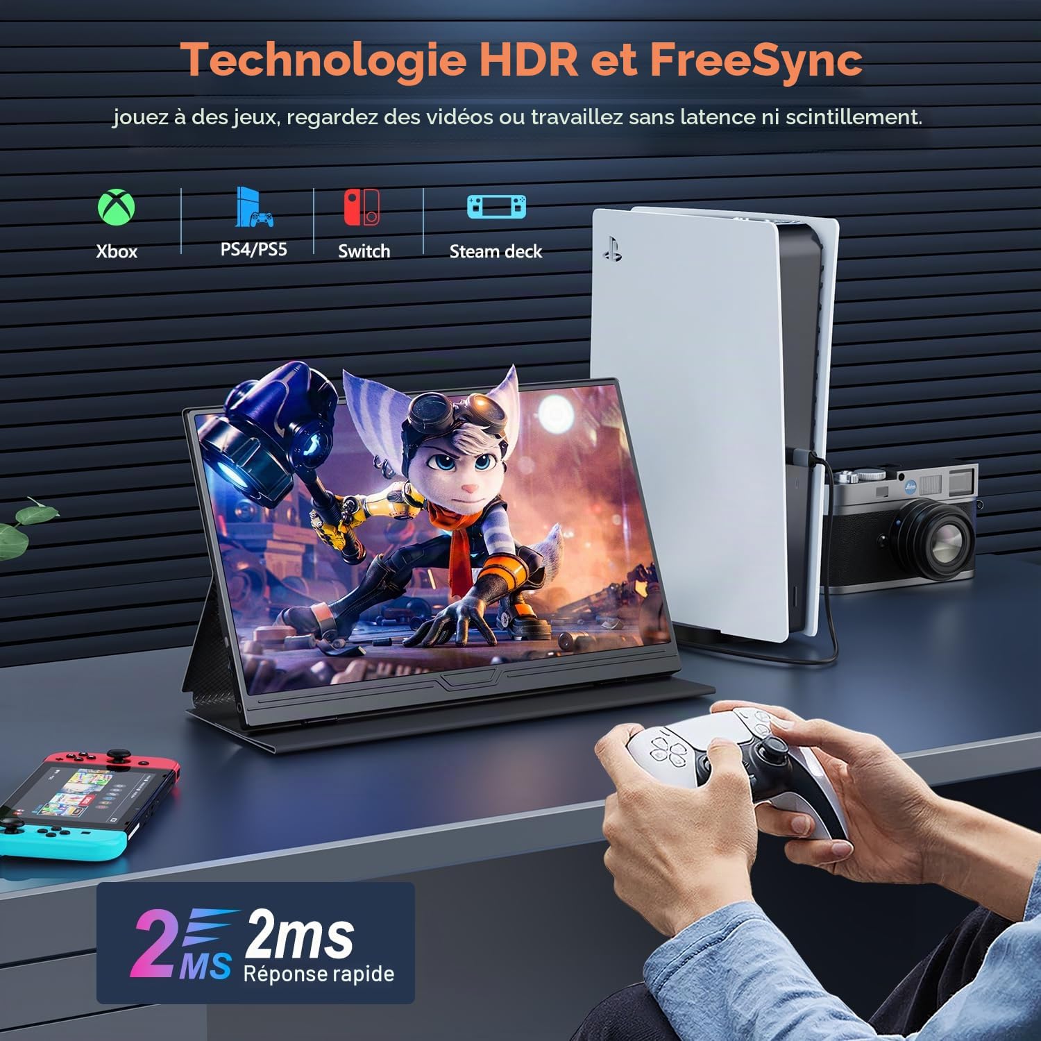 Ecran Portable 15.6 Pouces, Moniteur Portable 1080P FHD IPS, Écran Portatif avec Mini HDMI USB C, pour Laptop, PC, PS5, Xbox