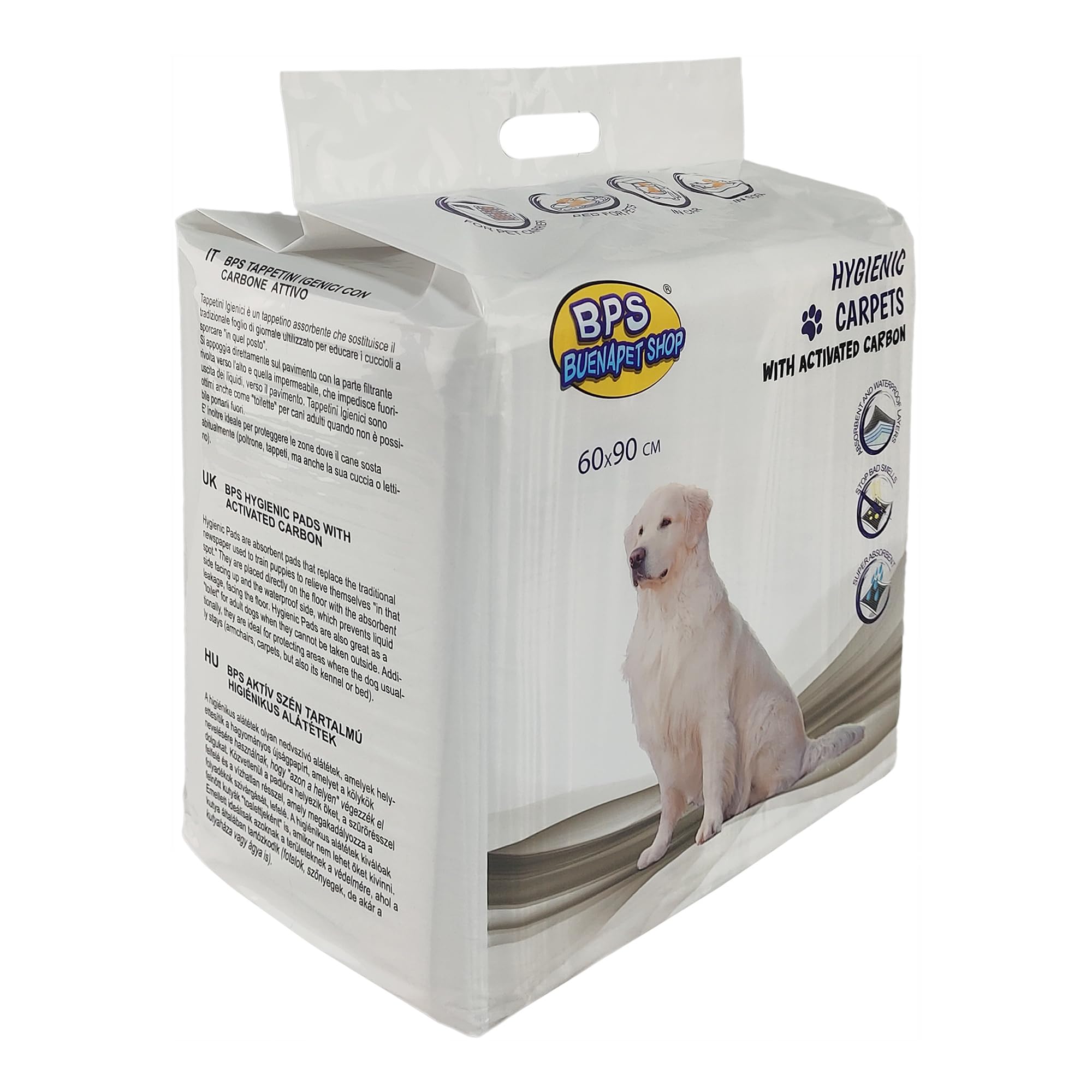 TAPPETINI IGIENICI BPS PET SHOP CARBONI ATTIVI PER CANI 60x90cm 120pezzi