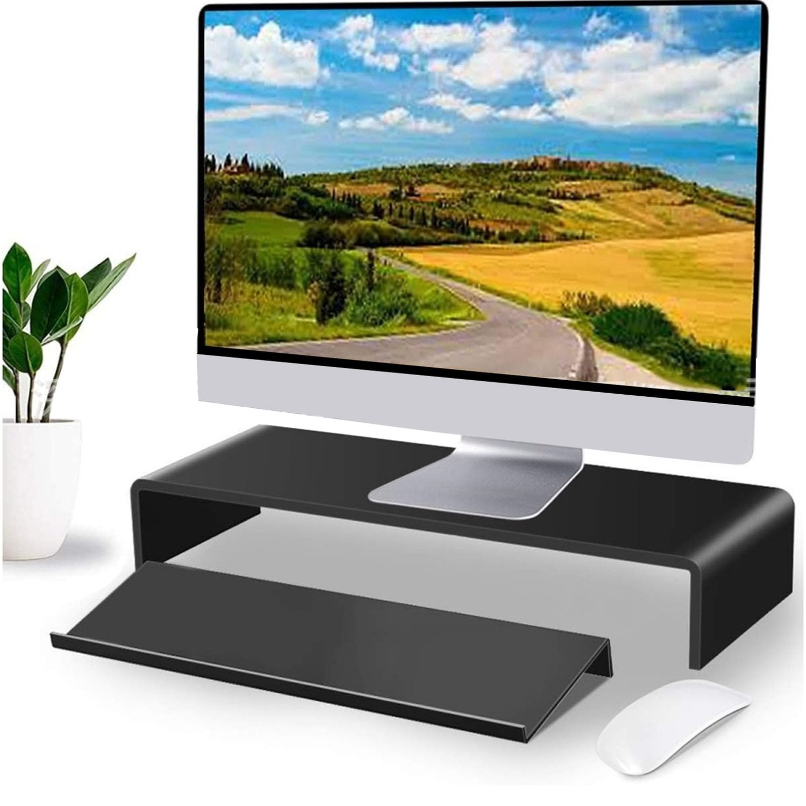 Supporto per Tastiera per Computer Inclinato in Acrilico Supporto per Tastiera Lucidato 17 X 5,5 X 0,7 Pollici Bordo Anteriore Basso Angolo Ergonomico per Scrivania da Ufficio Digitazione