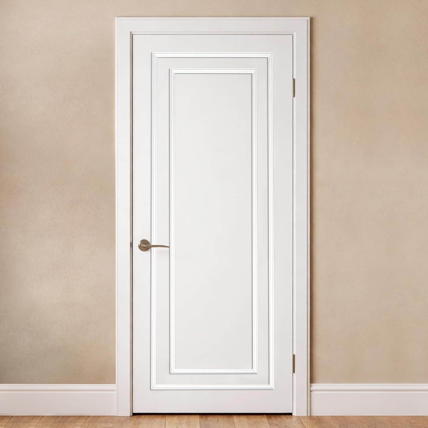 Crutello Door Trim Molding, Peel and Stick Door Molding Kit - 12 Pcs Pre Cut Self Adhesive Moulding Trim Kit for Interior Doors, 20"x64"Outer, 16"x60"Inner