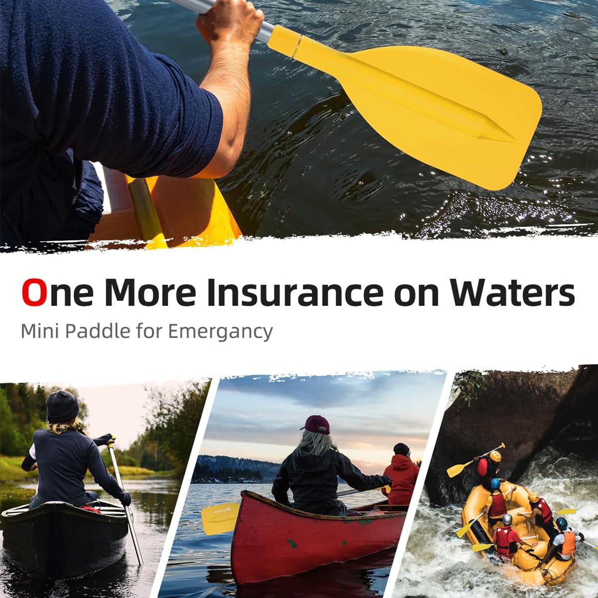 Sarini Teleskoppaddel, 53-106 cm Notpaddel, leichtes Mini-Hilfspaddel mit Teleskop-Aluminiumschaft für Kanu, Kajak und Schlauchboote