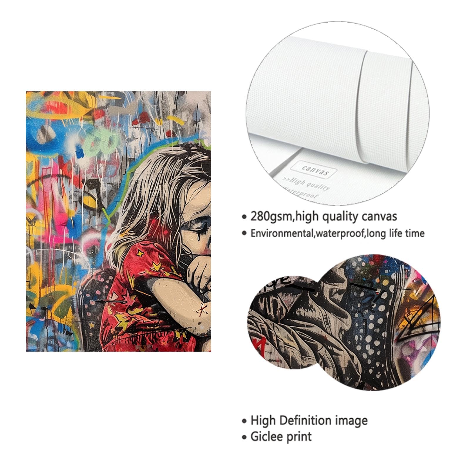 UIRINGART Citation inspirante toile art mural garçons et filles impression sur toile Wall Decor Street Graffiti affiche œuvre pour salle de classe 75x105cm Cadre intérieur