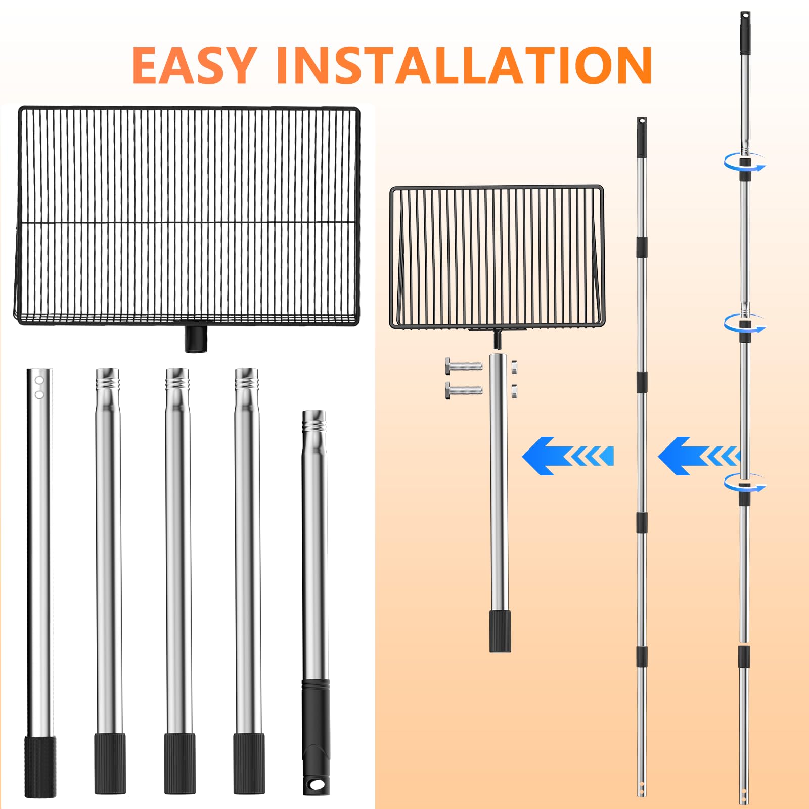 Hühnerkotschaufel, Chicken Poop Scooper, Einstellbare Hühnerschaufel für die Reinigung, Hühnerstall Reinigungswerkzeuge, Siebschaufel für Hühnerstall Trennung (L)