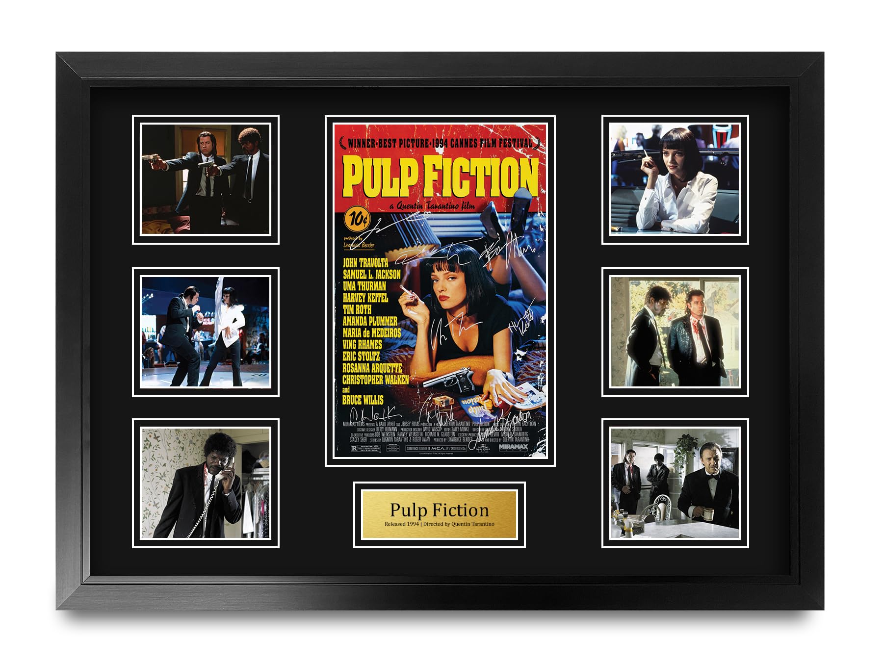 HWC Trading Pulp Fiction Geschenke Geducktes Signiertes Autogramm Präsentationsdisplay für Fans von Film Memorabilien - A2 Gerahmt