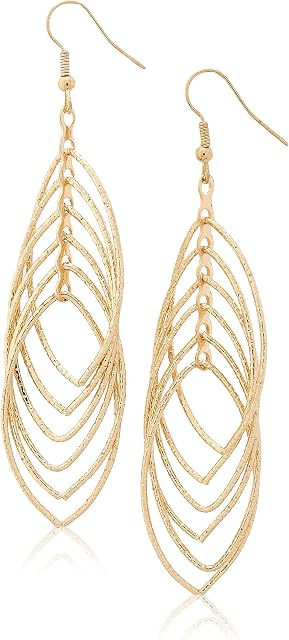 Amazon Brand-HIKARO Indian Style Multi-layer Oval Hoop Earrings Horse Eye Earrings Nightclub Party Dangle Earrings for Women Girl Gifts Valentines Birthday Anniversary Mothers Day