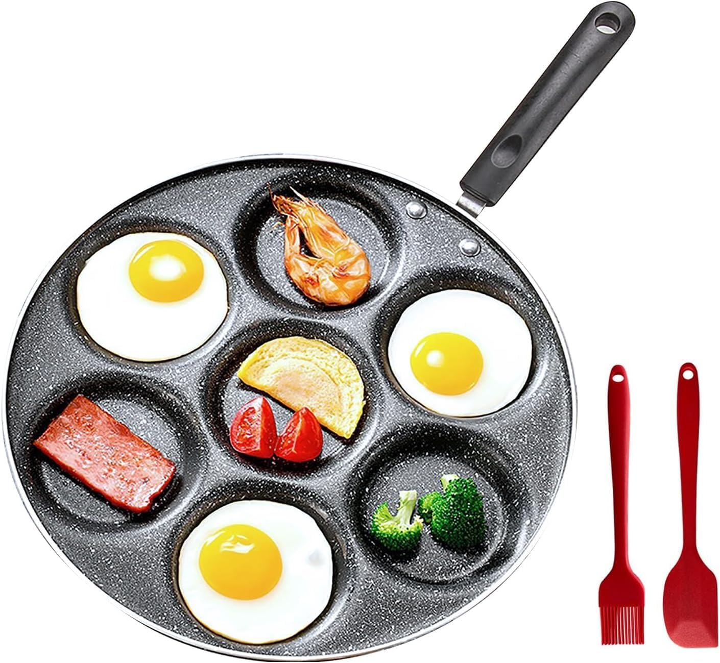 7 Cup Egg Frying Pan, Nonstick Egg Cooker for Breakfast Sandwiches, Omelets & Mini Pancakes