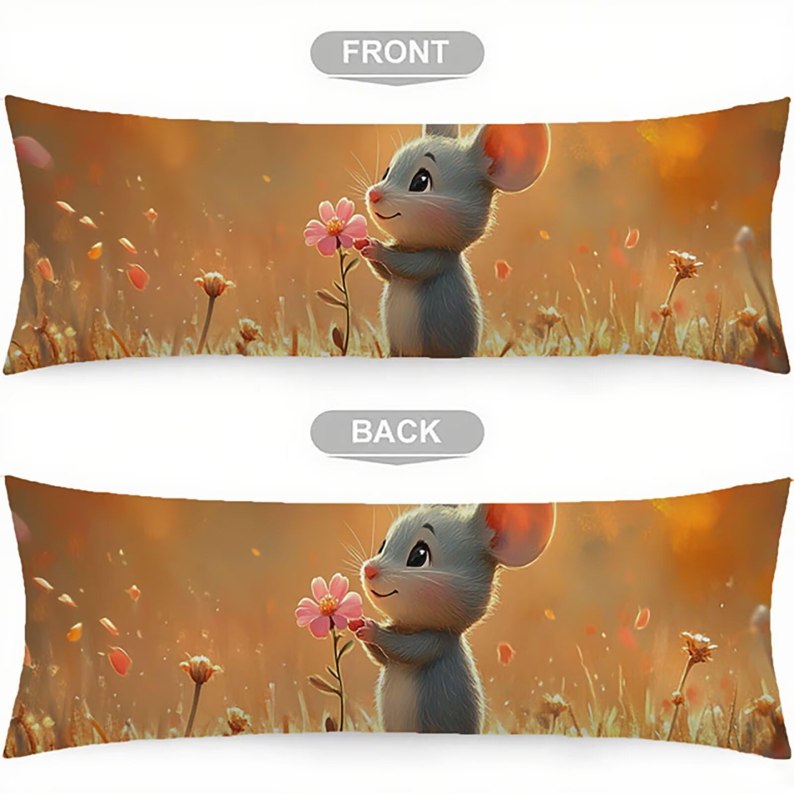 Federe Cuscini Arancione Bruciato Federe Cuscino Letto Animale60x180cm Velluto Copricuscini, Divano Morbida e Traspirante Stampa Fronte-Retro Con Invisibile Cerniera Lavabile per Letto o Divano C0C237