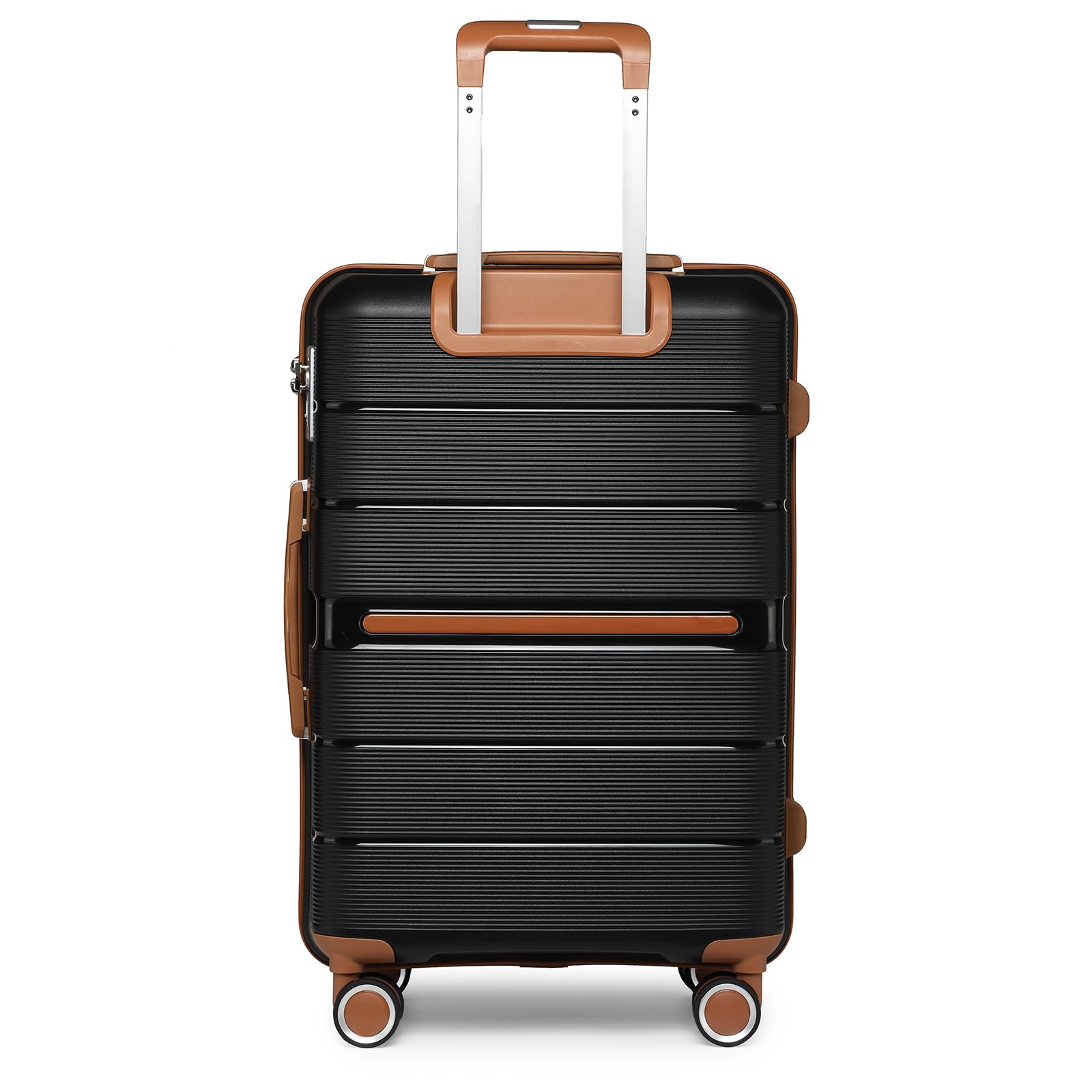 British Traveller Valigia Media 66CM Trolley Rigida PP Leggero con TSA Lucchetto (24pollici, Nero)
