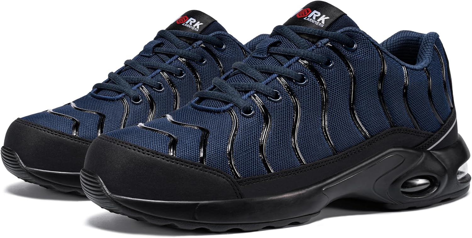 DYKHMILY Steel Toe Sneakers for Men Wide Work Shoes Puncture Proof Lightweight Safety Sneakers Slip Resistant Steel Toe Tennis Shoes