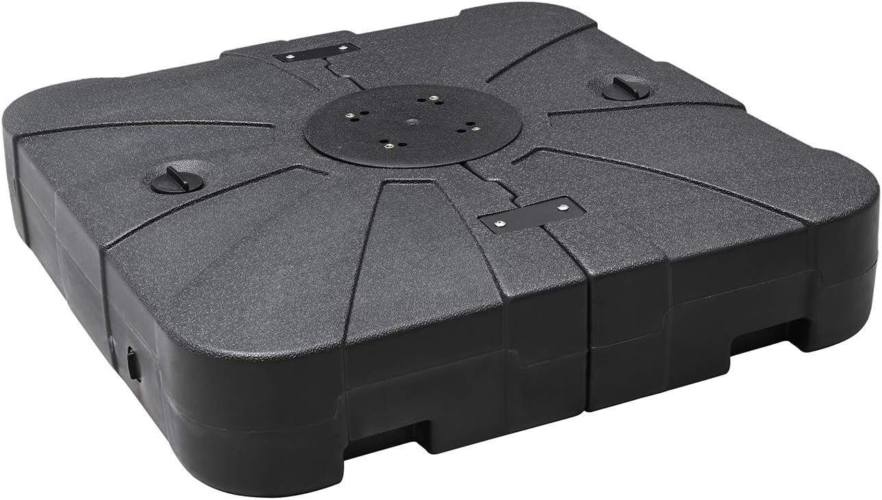 Festival Depot Outdoor Patio Plastic Umbrella Base 231 lb Cantilever Offset Fillable Plastic Square Weights Plate Holder Water Filled Stand for Deck Beach All-Weather, Black 33"(L) x 33"(W) x 7.28"(H)