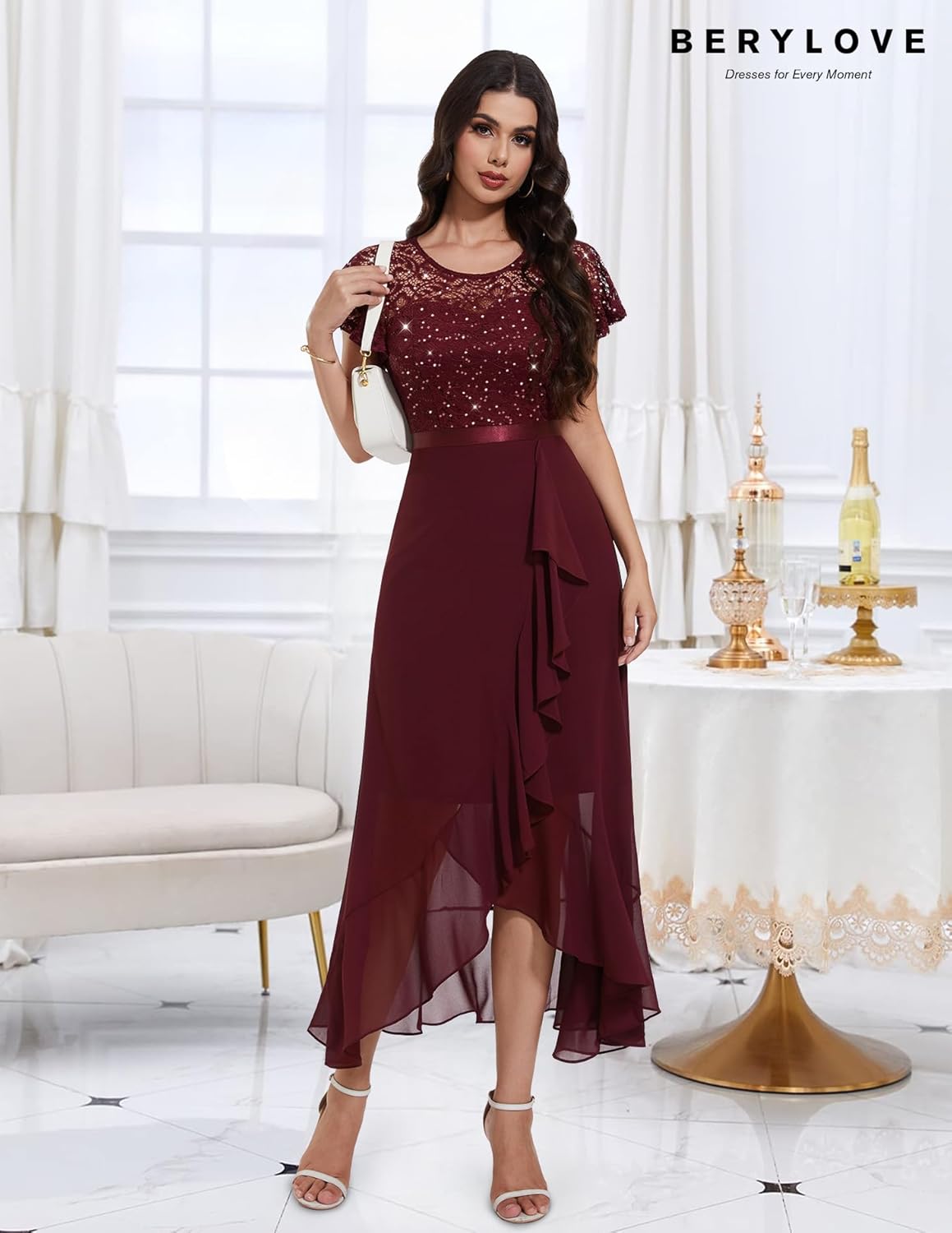 BeryLove Formal Dresses for Women 2026 Wedding Guest with Slit Cocktail Elegant Lace Long Prom Dress - Image 5