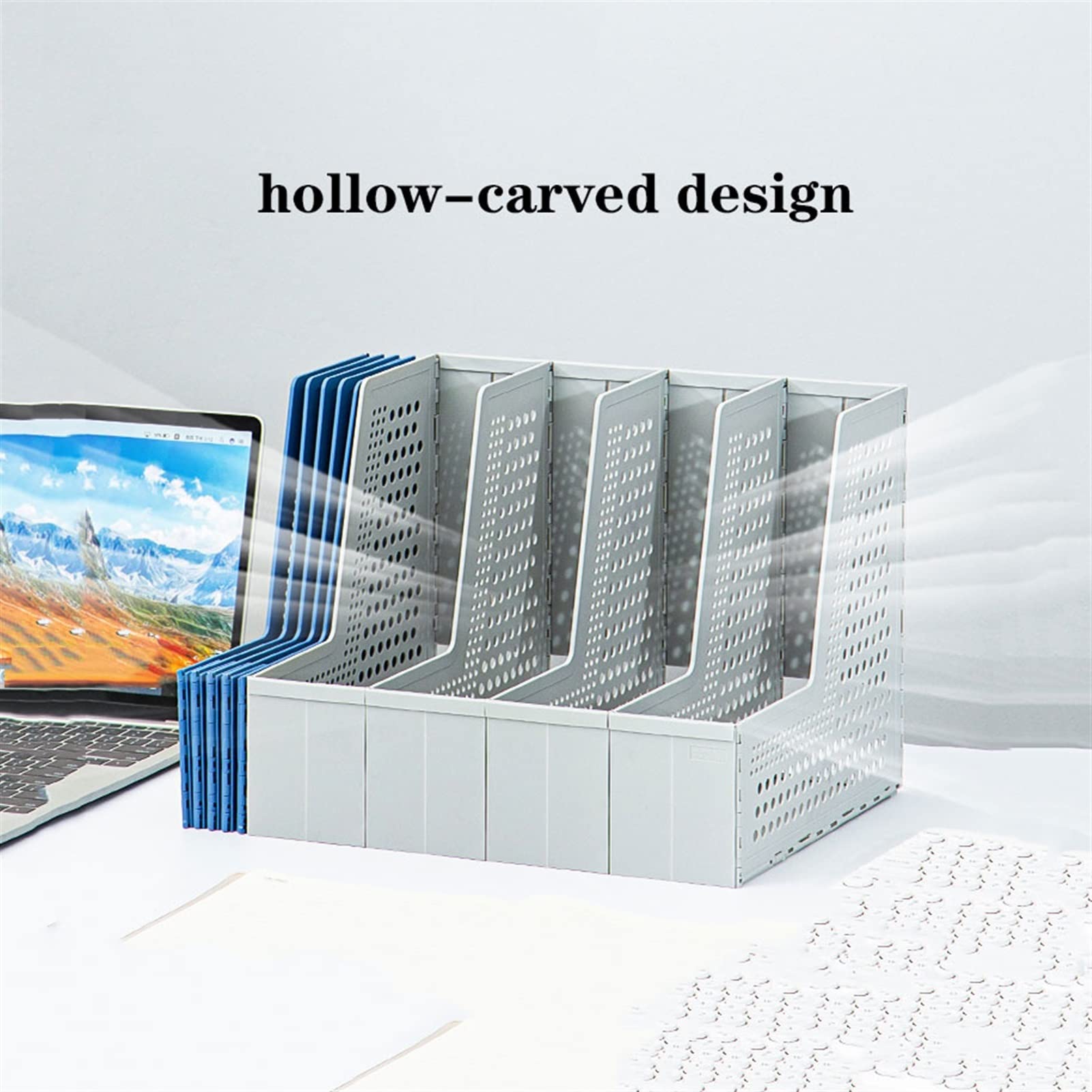 Portadocumenti da Scrivania File pieghevole Rack Box di immagazzinaggio di grandi dimensioni Forniture for ufficio Organizer 4 Grid File Book Deposito rivista Vaschetta Portacorrispondenza
