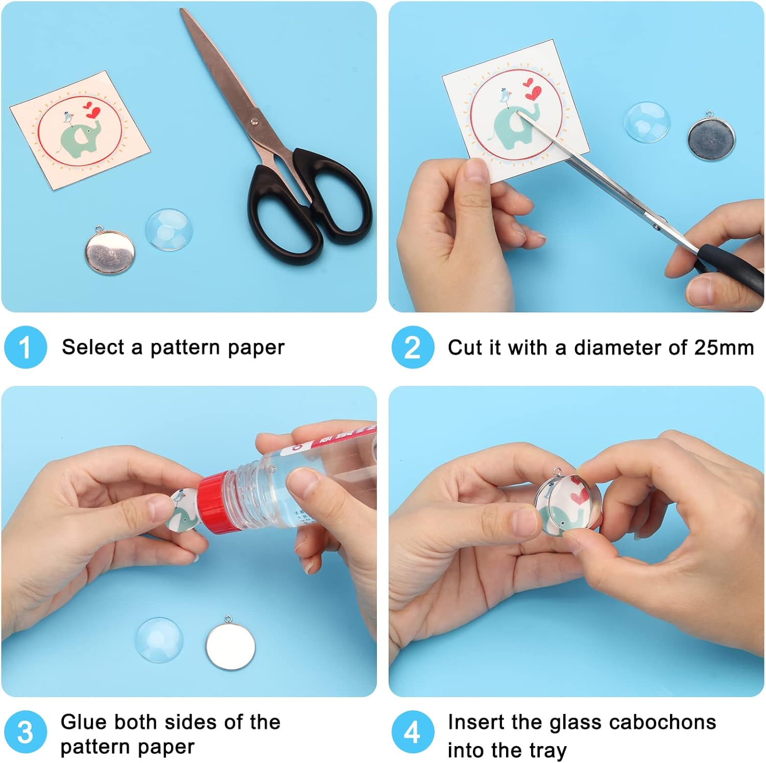 80Pcs Bezel Pendant Trays Blanks 25mm, Winspeed 40Pcs Silver Stainless Steel Bezel Trays and 40Pcs Clear Glass Cabochon Pendants for Jewelry Making, DIY Blank Pendant Trays Kit for Crafts - Image 5