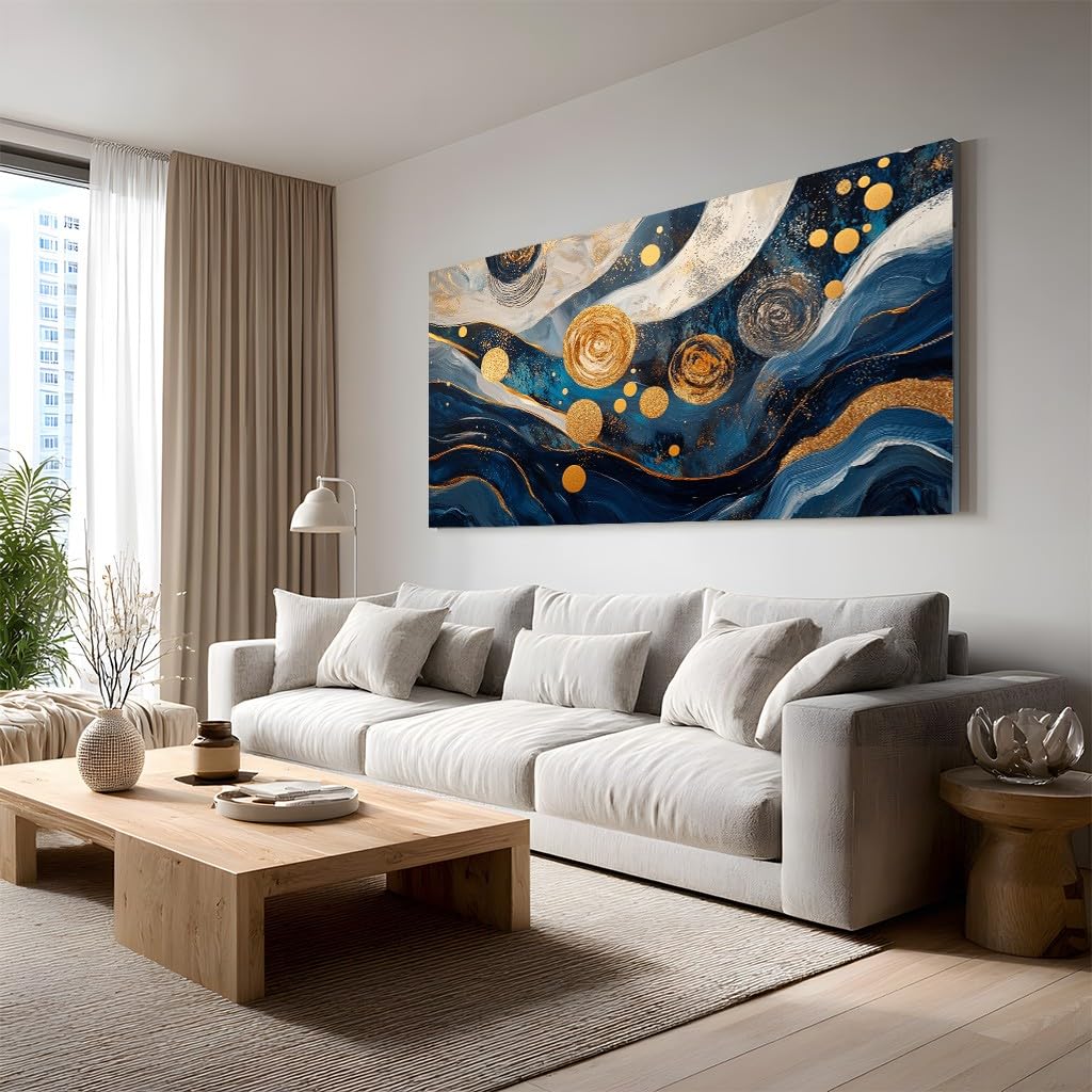 Tableau décoration murale abstrait luxe point doré chic bureau - 8