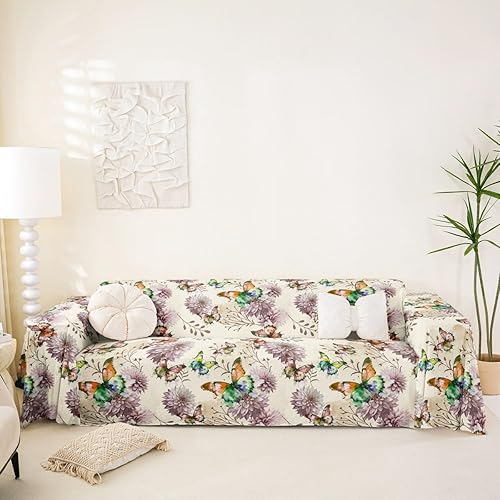 Erosebridal Protector de sofá con diseño de mariposas de 71 x 102 pulgadas, para mujeres y niñas, funda de sofá floral colorida, funda de sofá