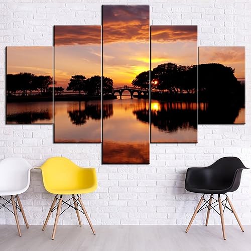 Vista 210 de Paisaje de 5 piezas pintura sobre lienzo