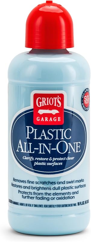 Plastic All-in-One, Polish, Restore, and Protect Vehicle Lights, Gauges, B-Pillars, Windscreens and More, Ceramic Infused Protection, 16oz, 10872