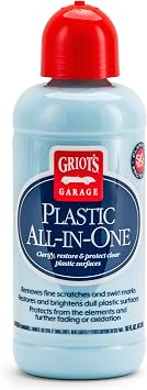 Griots Garage Plastic All-in-One, Polish, Restore, and Protect Vehicle Lights, Gauges, B-Pillars, Windscreens and More, Ceramic Infused Protection, 16oz, 10872
