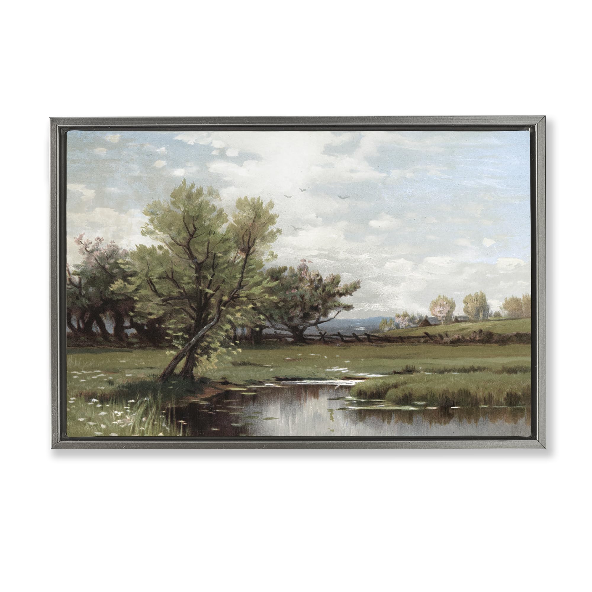 Stupell Industries Luster Gray (Matte) 'Ecstatic Spring Landscape'| Floating Frame Canvas Art