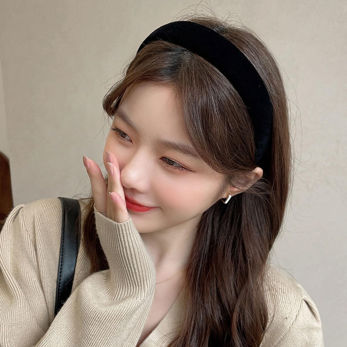 scicent Headbands for Women's Hair 3 PCS Wide Hairbands Soft Sponge Hold Hairband Non Slip Head Band Fashion Headband Hair Accessories for Girls (Black+Dark Red+Dark Green) 12717 - Image 3